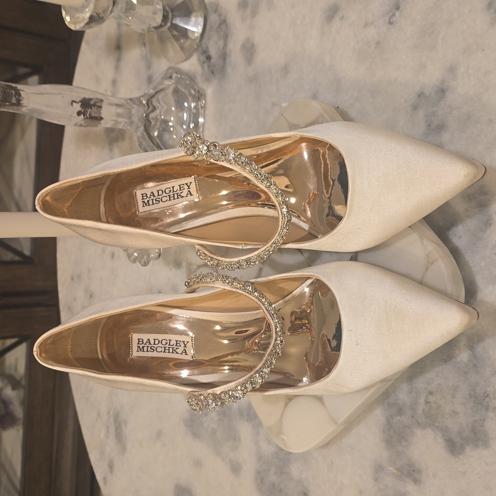 Badgley Mischka Theory Satin Mary Jane Stiletto. SZ 10